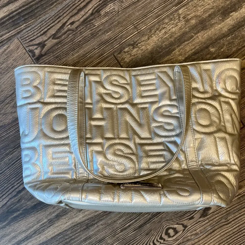 Betsey Johnson Silver Quilted Shoulder Bag